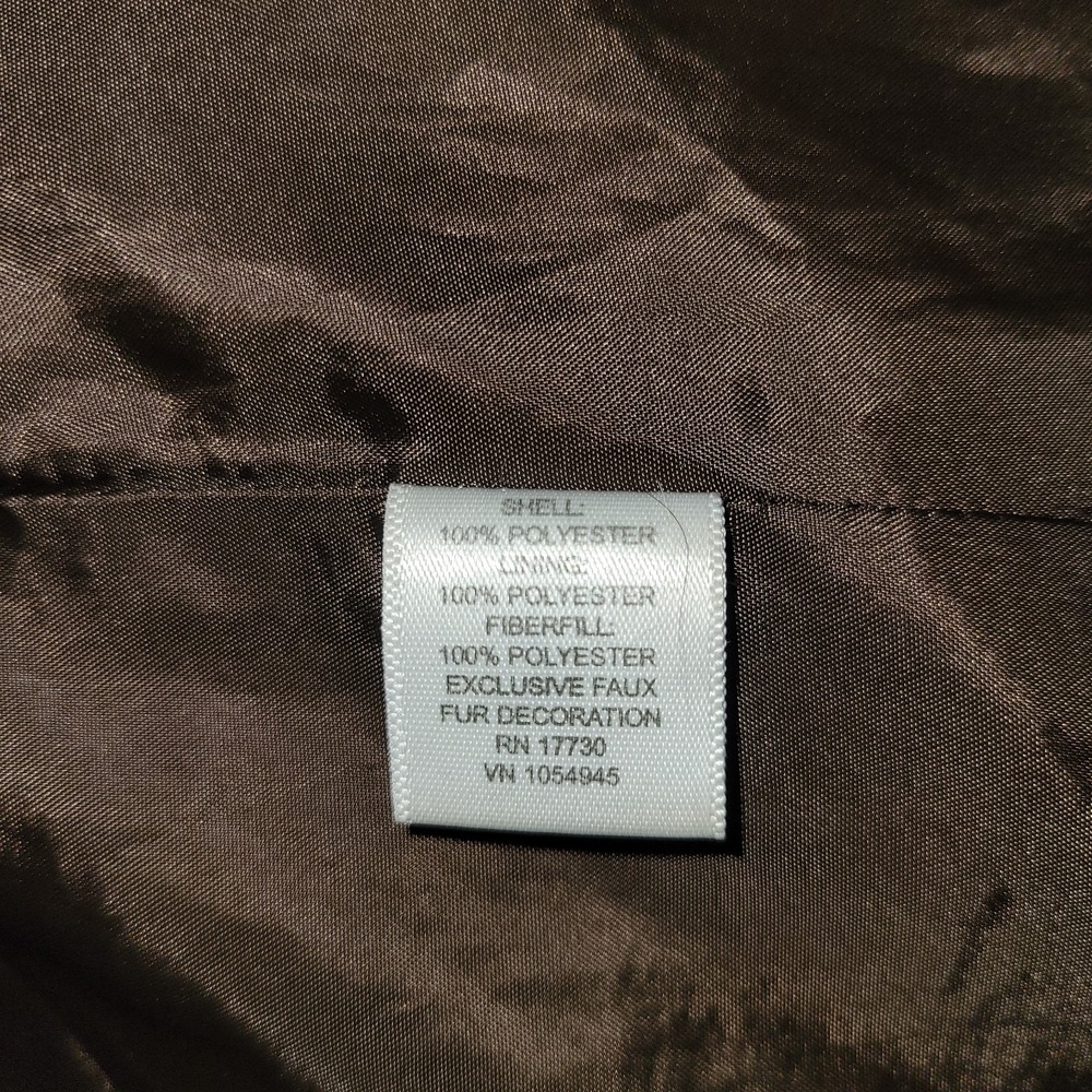 MOSSIMO Puffer Coat Brown Quilted Longline Padded Winter Jacket Warm Fur hood S - Picture 11 of 12